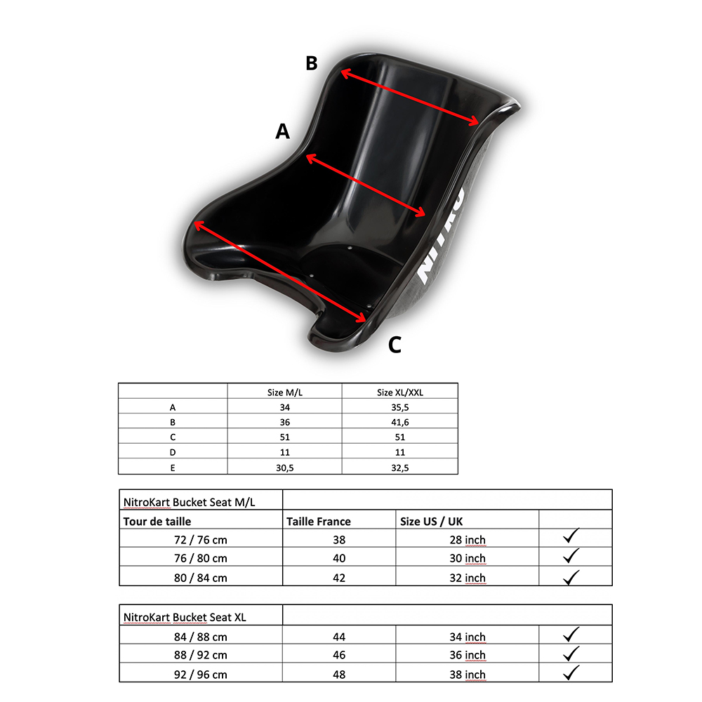 NitroKart FiberGlass Bucket Seat OP NK77 FGSML Size M/L